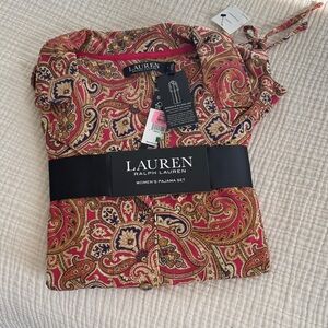Lauren Ralph Lauren Red and Gold Paisley Pajama Set
